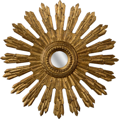Aurora Mirror by Chelsea House in antique gold, convex, clear. Made from unique in a traditional style.