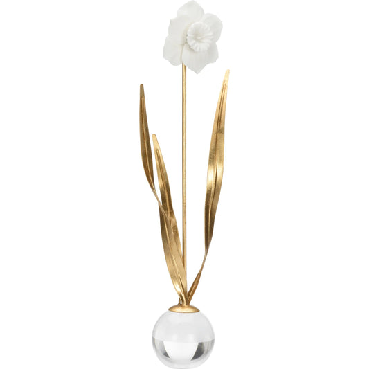 Daffodil by Chelsea House in antique gold leaf, matte white, clear. Made from unique in a modern style.