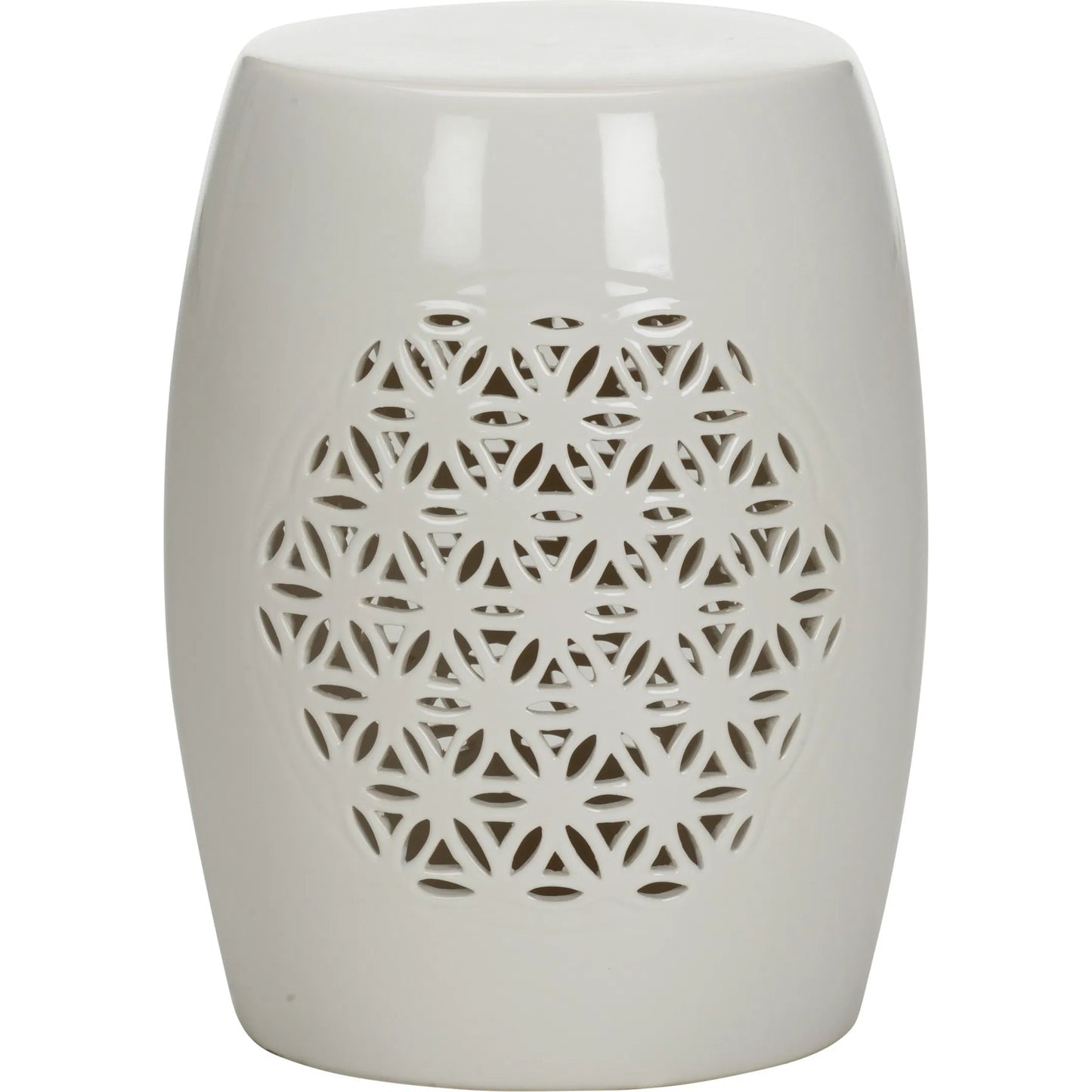 001 SI-2334811 | Primary Silo | Flower of Life Garden Seat by Chelsea House in white, cream and white glaze. Made from unique in a unique style.