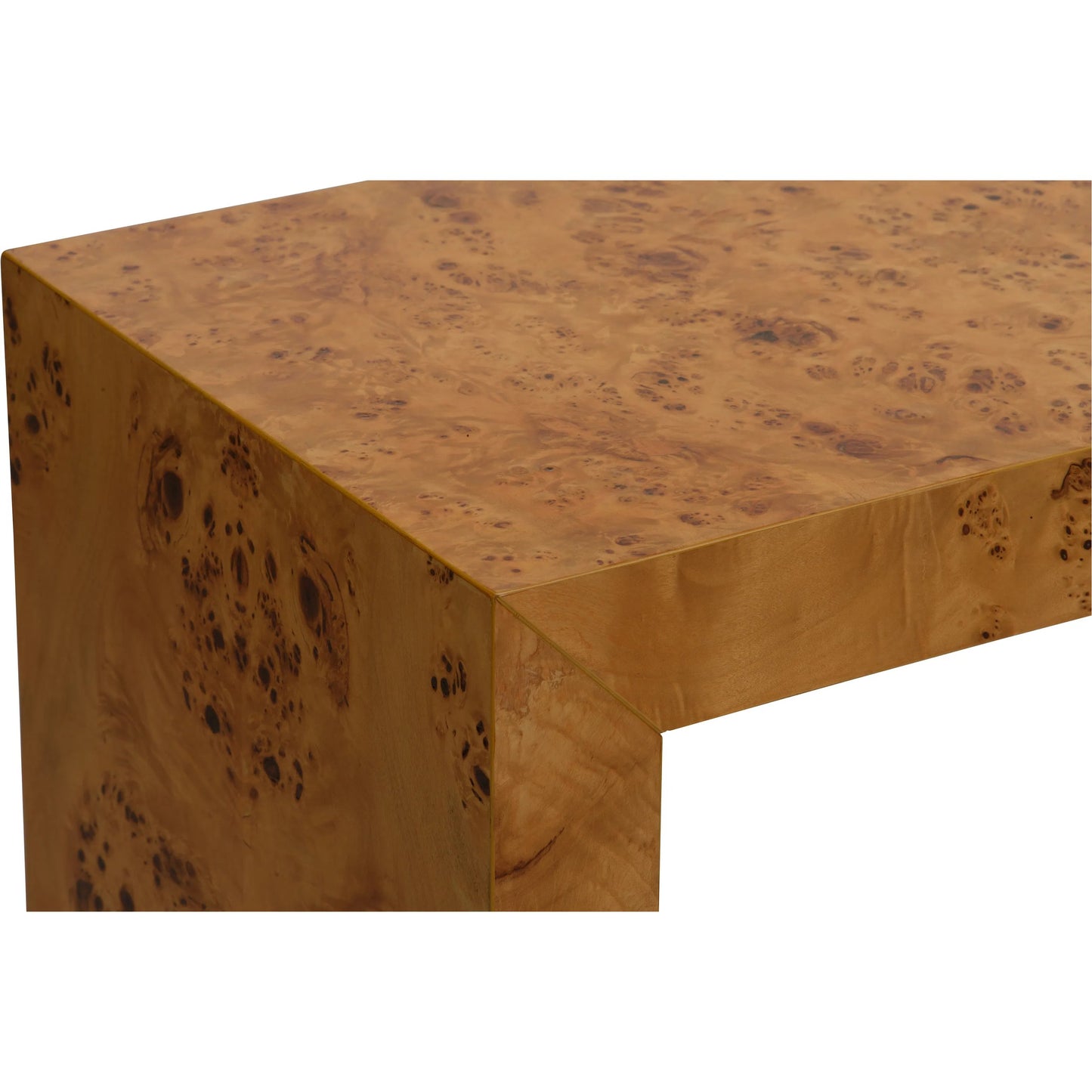 005 SI-2106015 | Closeup | Carnegie Console by Chelsea House in burl. Made from unique in a modern style.