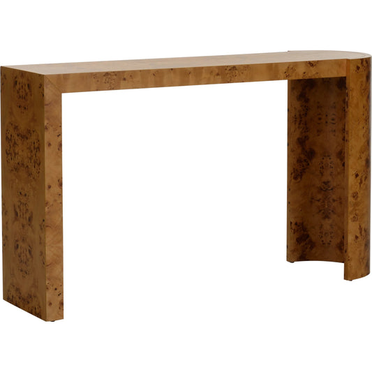 Carnegie Console by Chelsea House in burl. Made from unique in a unique style.