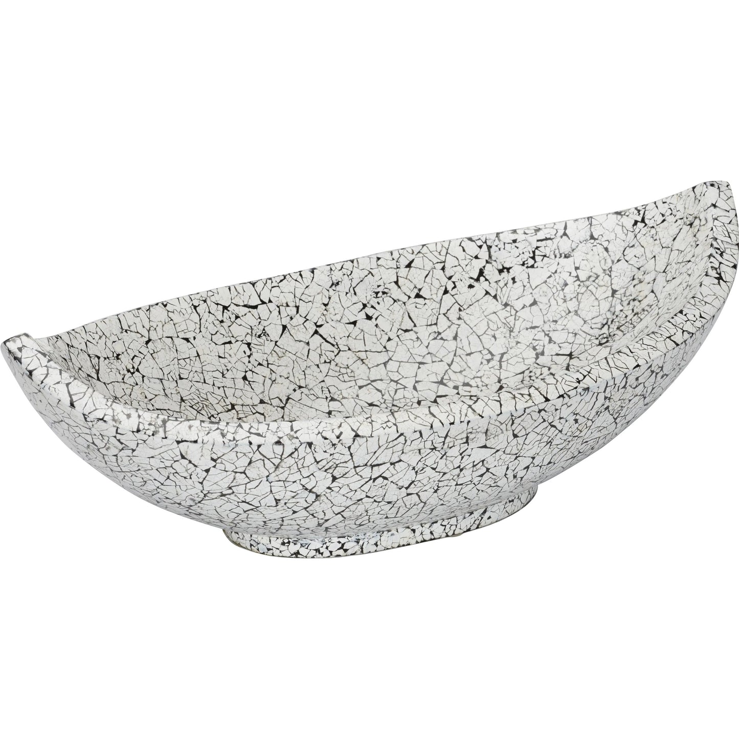 002 SI-2106022 | Additional Silo | Crackled Long Bowl by Chelsea House in black, white. Made from unique in a unique style.