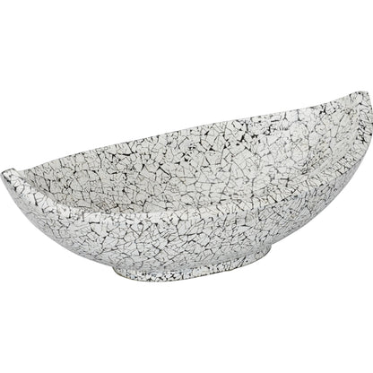 Crackled Long Bowl by Chelsea House in black, white. Made from unique in a unique style.