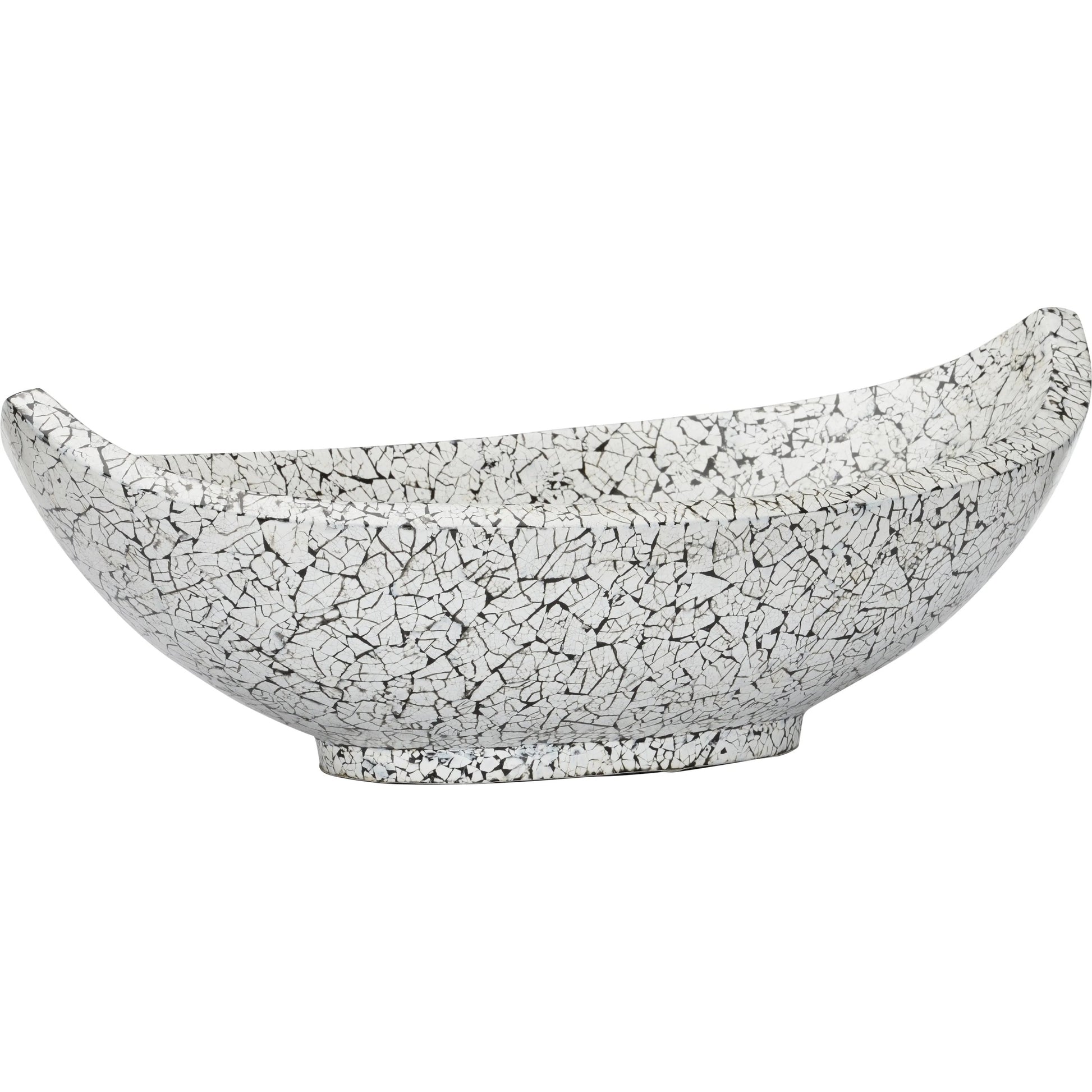 Crackled Long Bowl by Chelsea House in black, white. Made from unique in a unique style.
