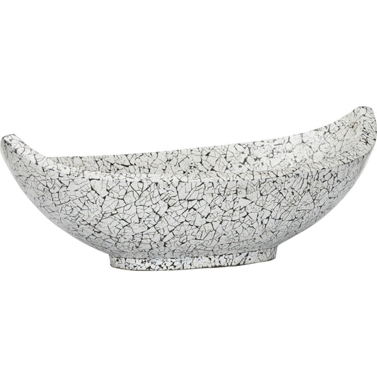 001 SI-2106022 | Primary Silo | Crackled Long Bowl by Chelsea House in black, white. Made from unique in a unique style.