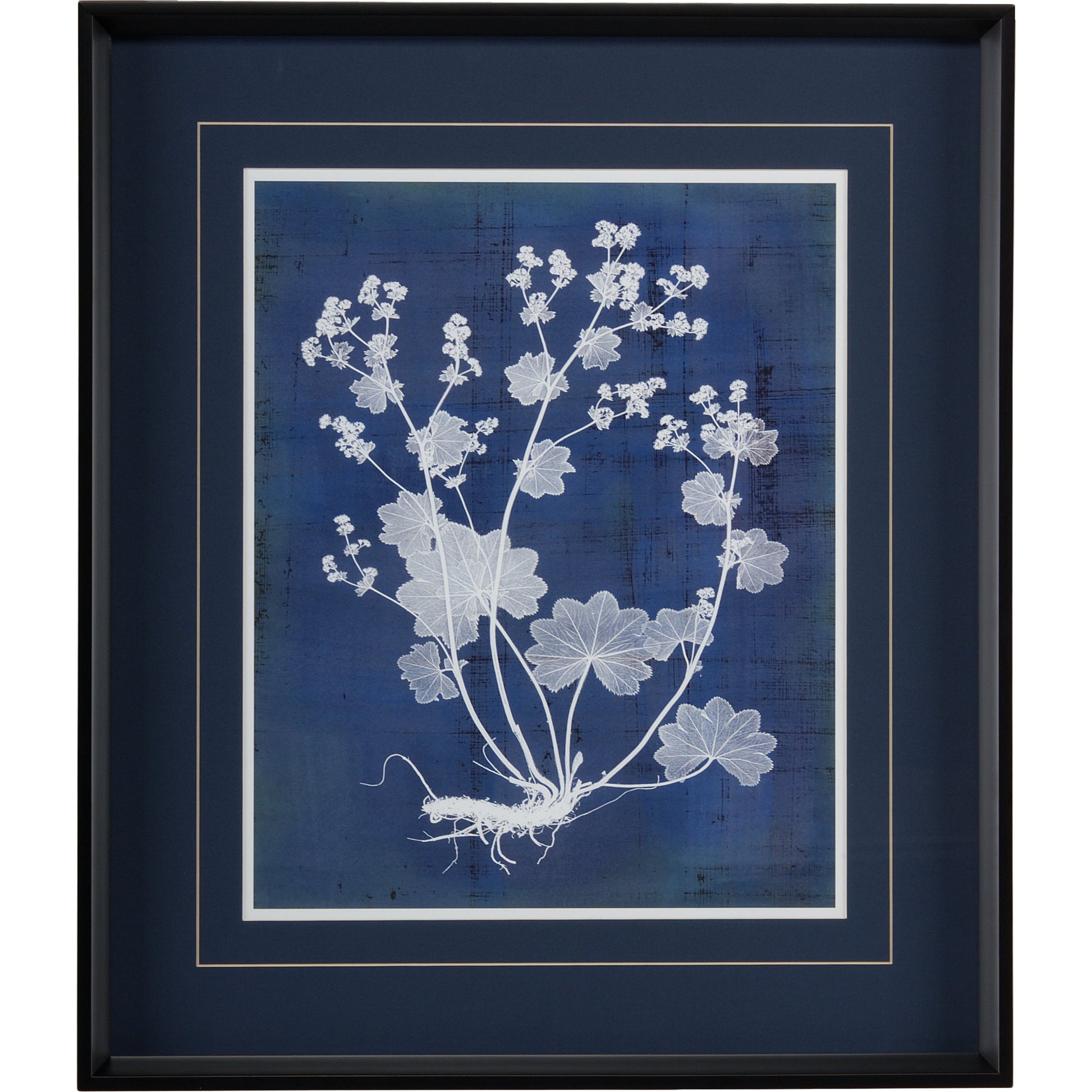Natures Imprint I by Chelsea House in blue, white. Made from print on wood frame in a transitional style.
