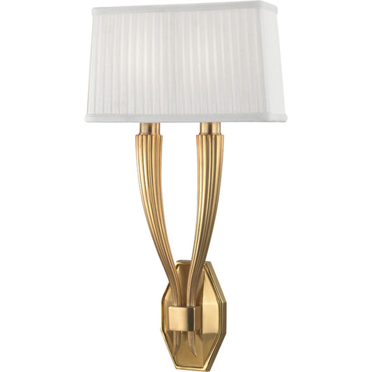 Erie Wall Sconce by Hudson Valley in aged brass. Made from steel in a traditional style.