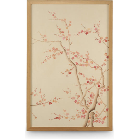 Blossom Silk Panel I by Chelsea House in gold frame with black sides. Made from watercolor on silk in a eclectic & global style.