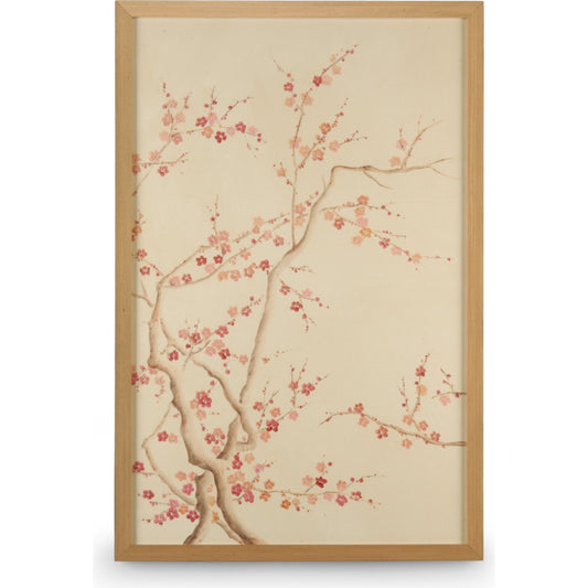 Blossom Silk Panel II by Chelsea House in gold frame with black sides. Made from watercolor on silk in a eclectic & global style.