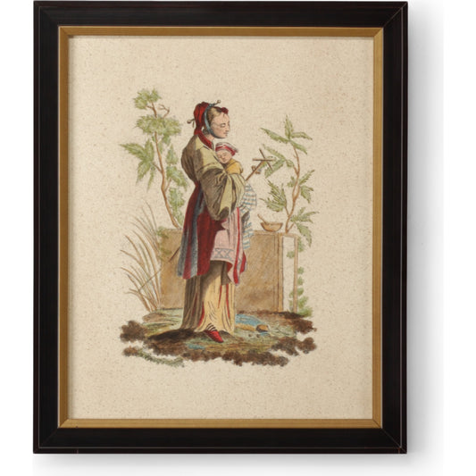 Pillement Painting I by Chelsea House in brown and antique gold frame. Made from watercolor on paper in a traditional style.