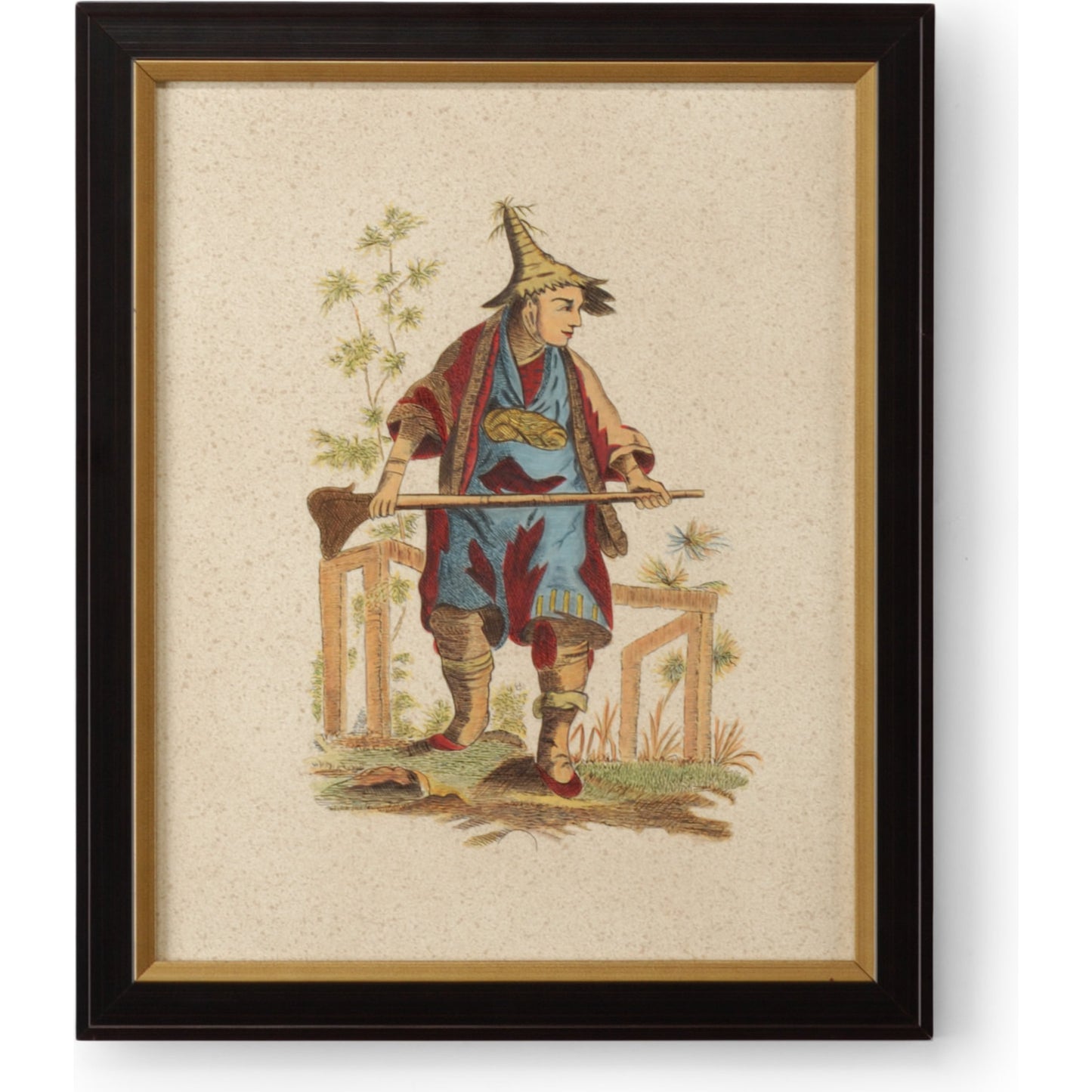 001 SR-383603 | Primary Silo | Pillement Painting V by Chelsea House in bromn and antique gold frame. Made from watercolor on paper in a traditional style.