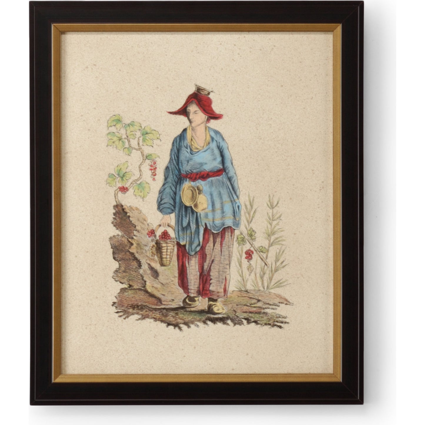 001 SR-383604 | Primary Silo | Pillement Painting VI by Chelsea House in brown and antique gold frame. Made from watercolor on paper in a traditional style.