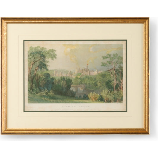 Alnwick Castle by Chelsea House in gold frame, double mat. Made from unique in a traditional style.