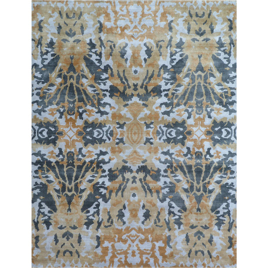 Cassina 3865 Rug by Exquisite Rugs in silver, gold. Made from bamboo silk in a unique style.