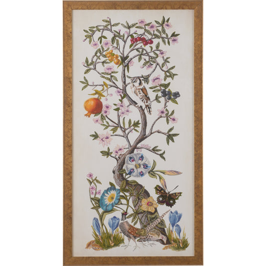 Chinoiserie Natural by Chelsea House in antiqued gold frame. Made from unique in a traditional style.