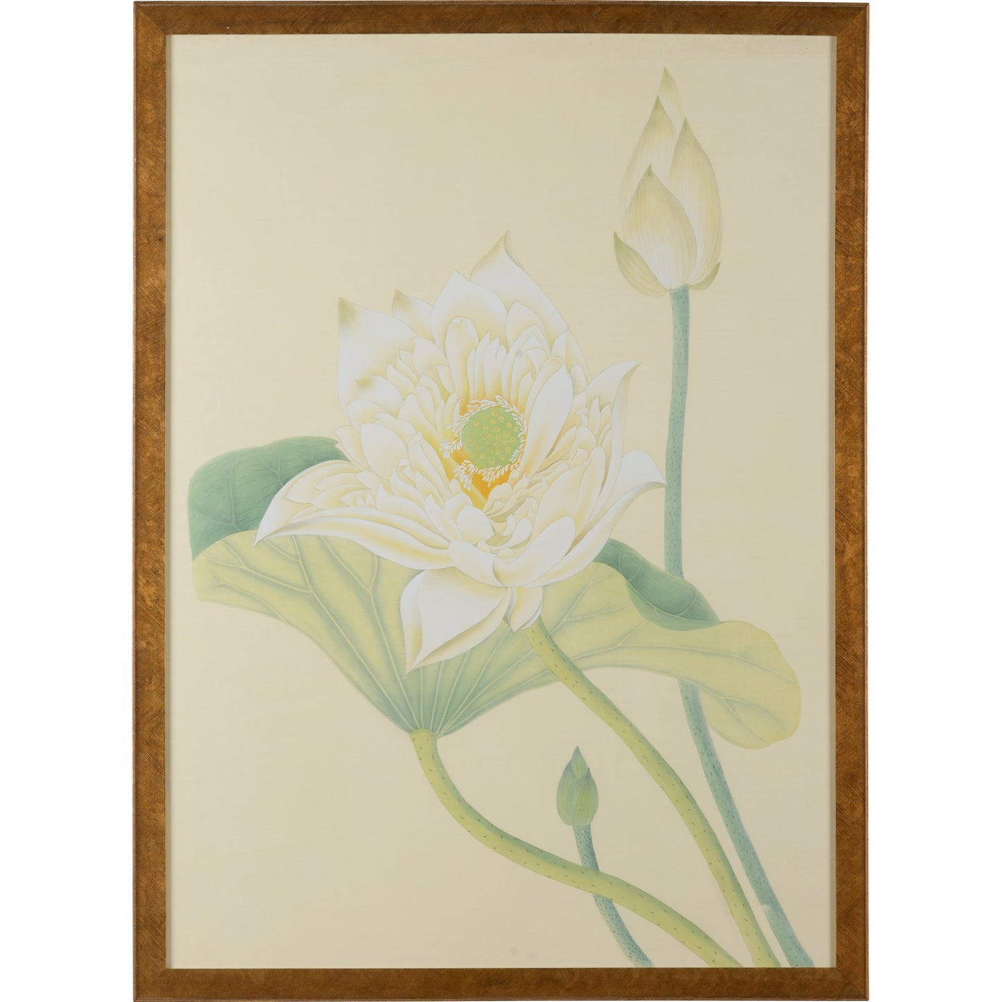 001 SR-383180 | Primary Silo | Lotus Panel by Chelsea House in gold. Made from hand painted silk in a transitional style.