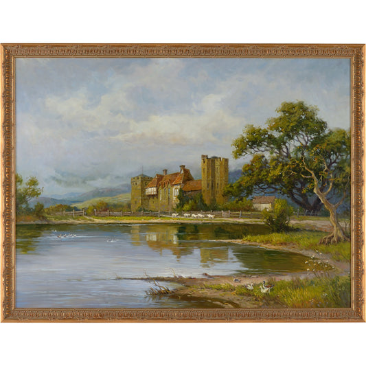 Stokesay Castle by Chelsea House in gold. Made from oil on canvas in a traditional style.