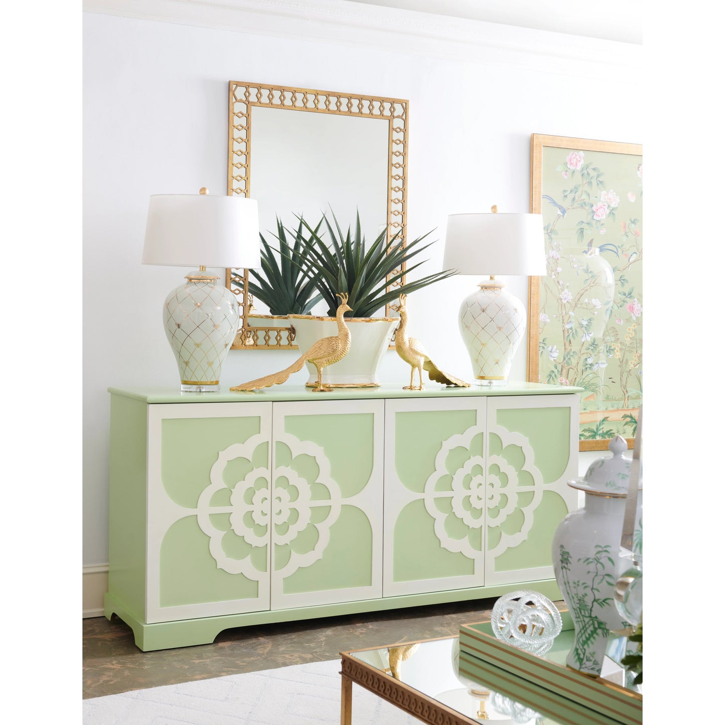 002 SR-382542 | Lifestyle | Edgedale Panel I by Chelsea House in framed, glass. Made from watercolor on silk in a eclectic & global style.