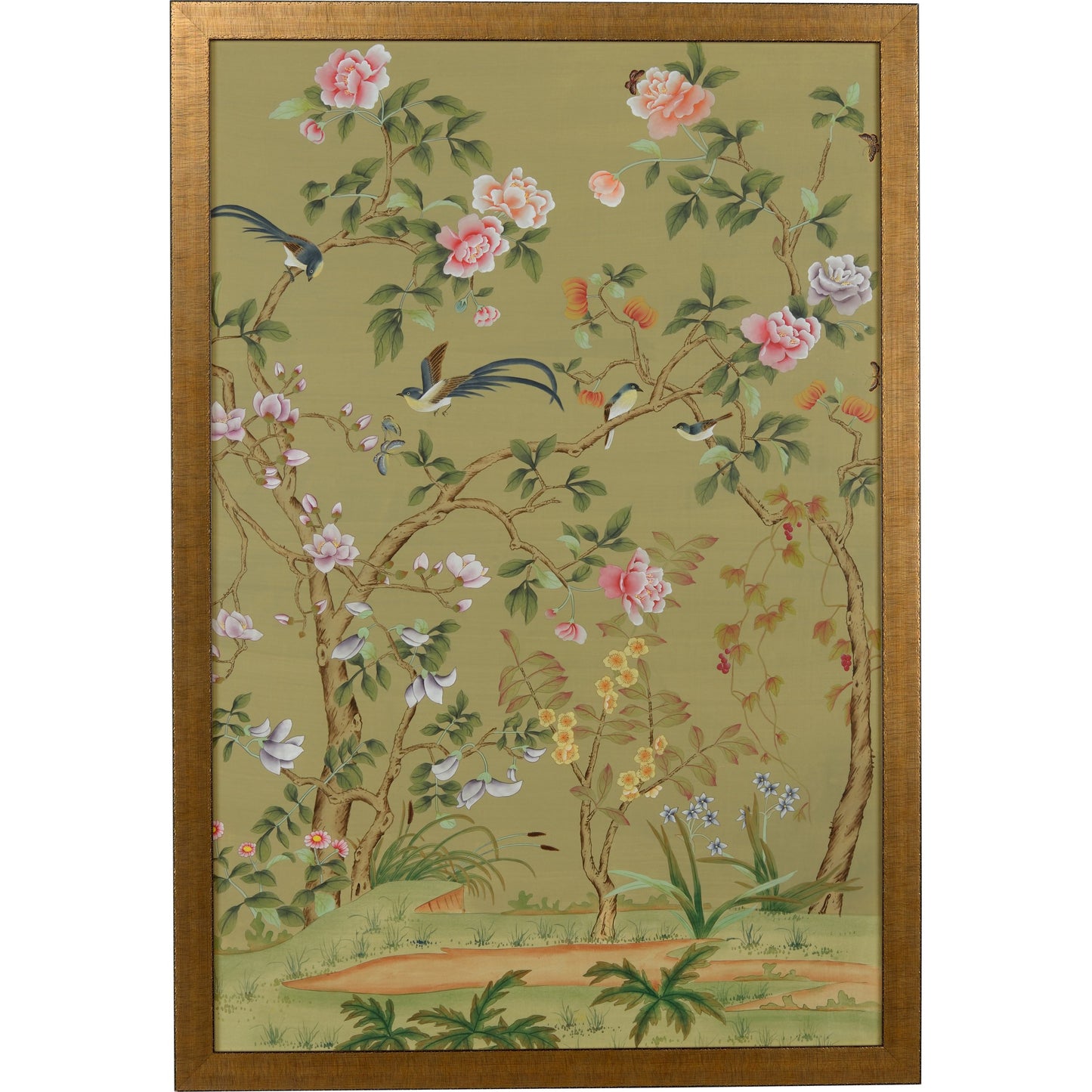 001 SR-382542 | Primary Silo | Edgedale Panel I by Chelsea House in framed, glass. Made from watercolor on silk in a eclectic & global style.