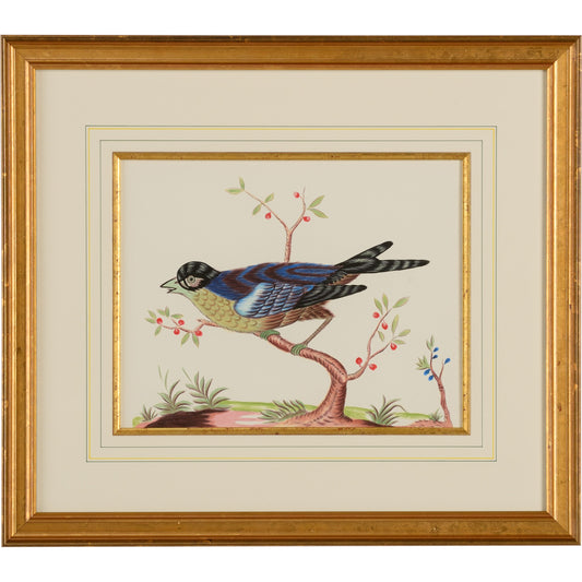 Blue Bird by Chelsea House in gold frame, fillet. Made from water color on paper in a traditional style.