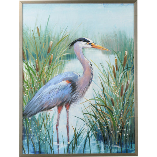 Marsh Heron I by Chelsea House. Made from printed canvas in a coastal style.