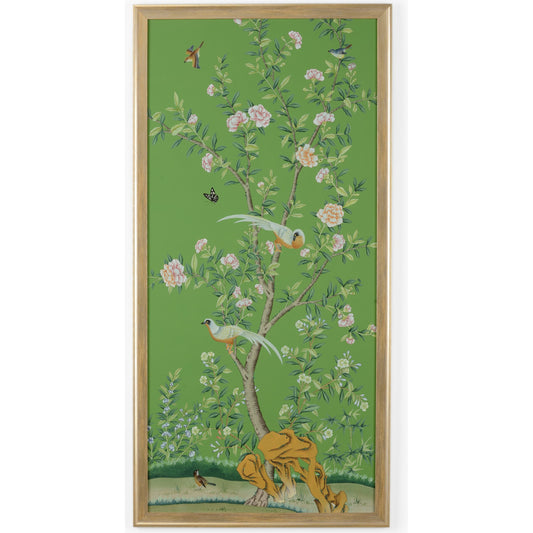 Regent Park in Green I by Chelsea House in framed, glass. Made from watercolor on silk in a eclectic & global style.