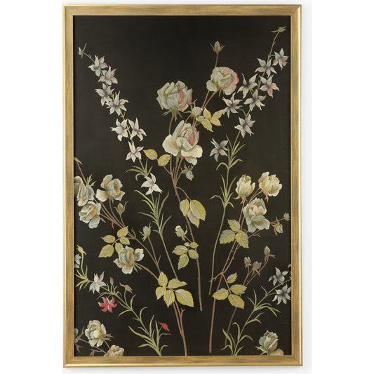 Fleurs En Noir by Chelsea House. Made from watercolor on silk in a transitional style.