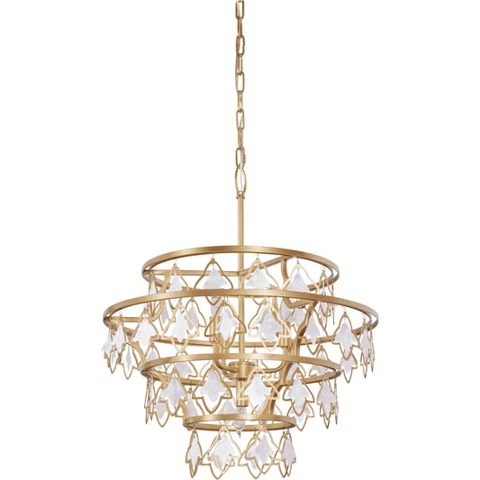 Fleur Chandelier by Varaluz in french gold. Made from unique in a traditional style.