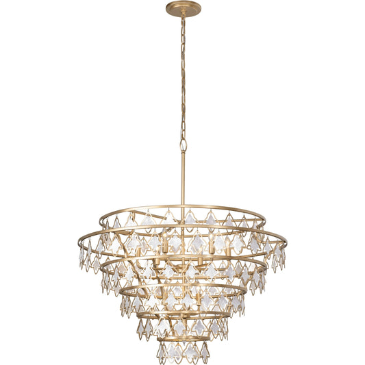 Fleur Chandelier by Varaluz in french gold. Made from unique in a traditional style.
