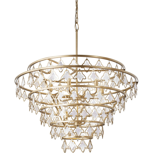 Fleur Chandelier by Varaluz in french gold. Made from unique in a traditional style.