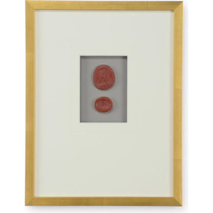 Old World Intaglios IV by Chelsea House in gold leaf. Made from red plaster intaglios in a modern style.