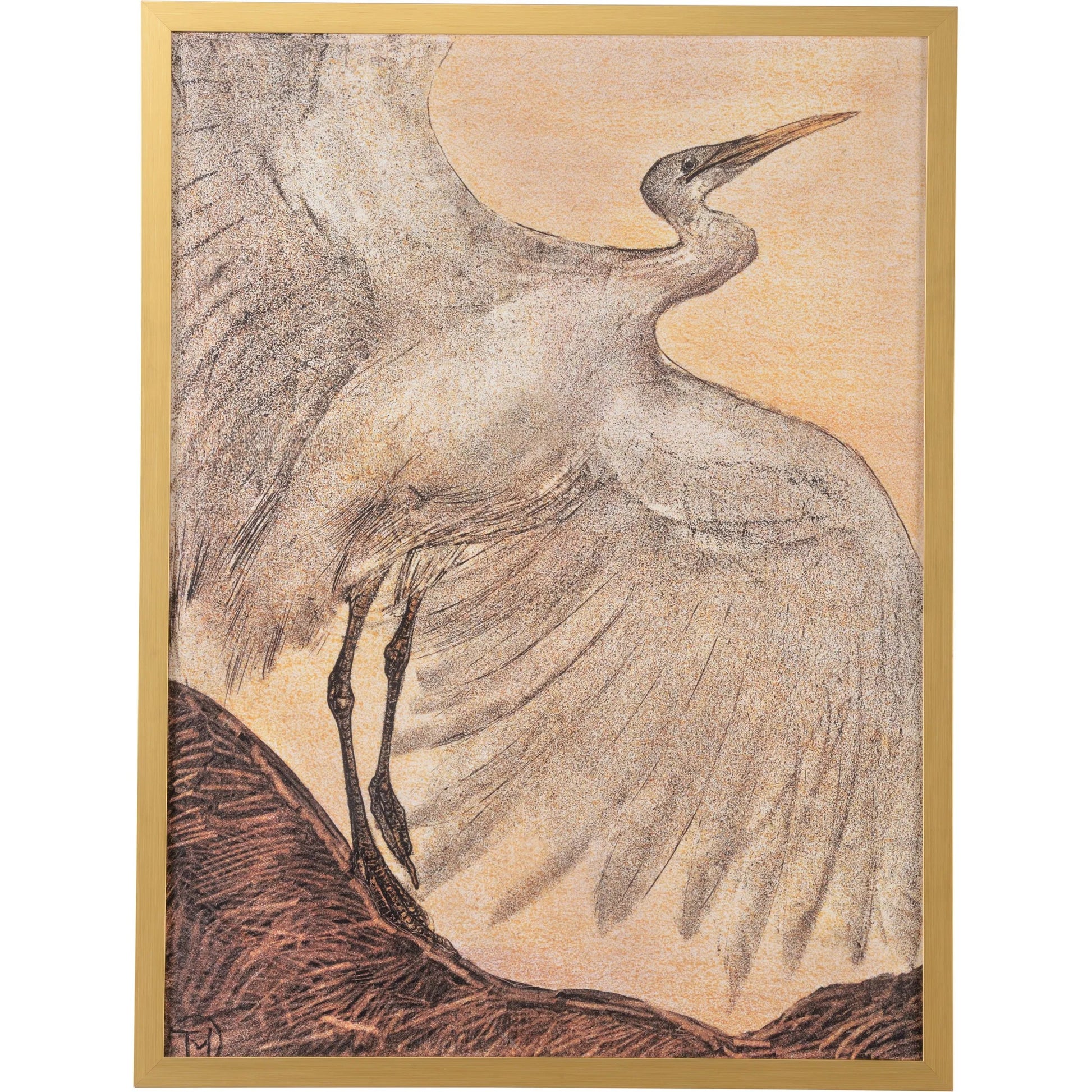 Great Egret by Chelsea House in gold. Made from unique in a traditional style.