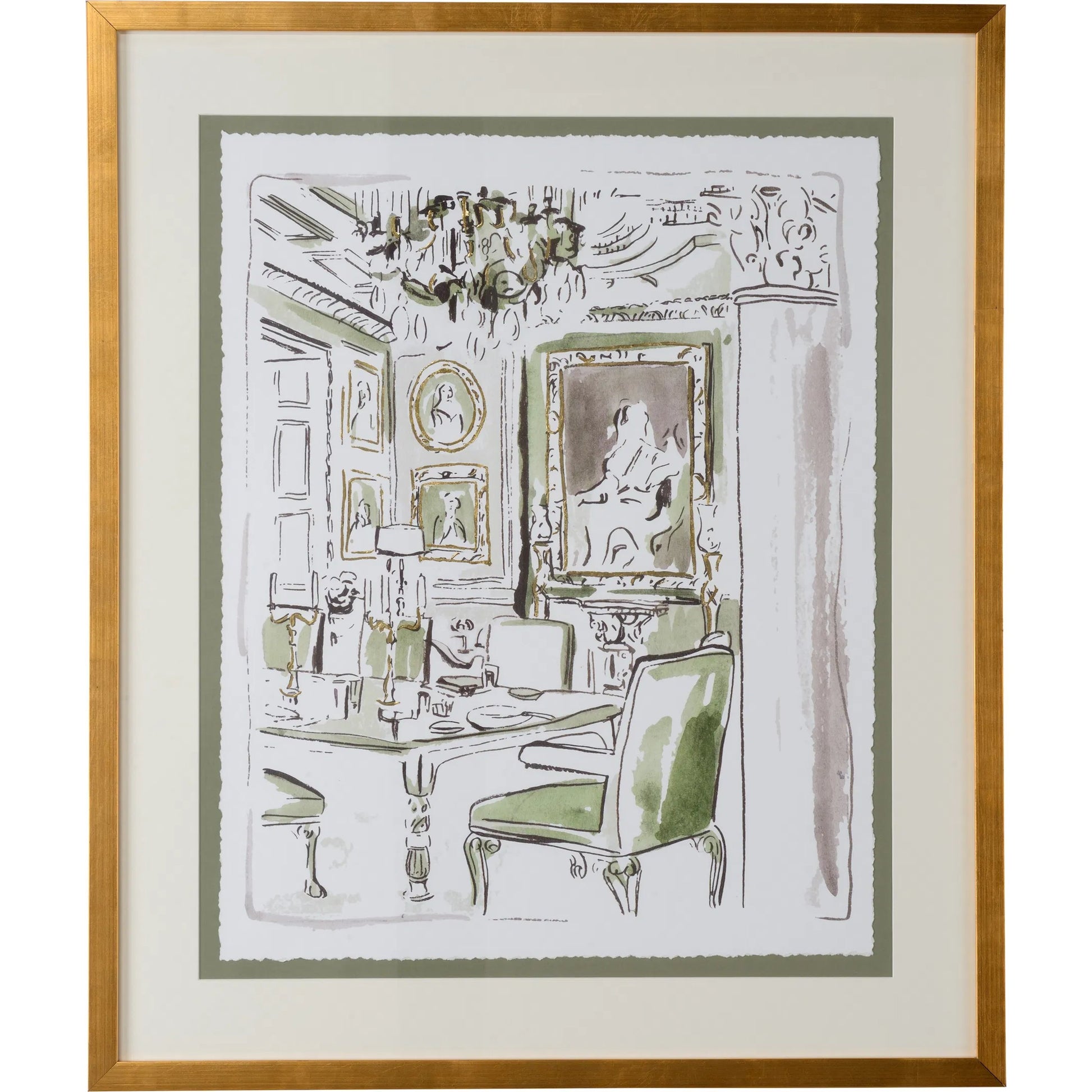 The Vintage Room II by Chelsea House in green and giclee print. Made from unique in a traditional style.