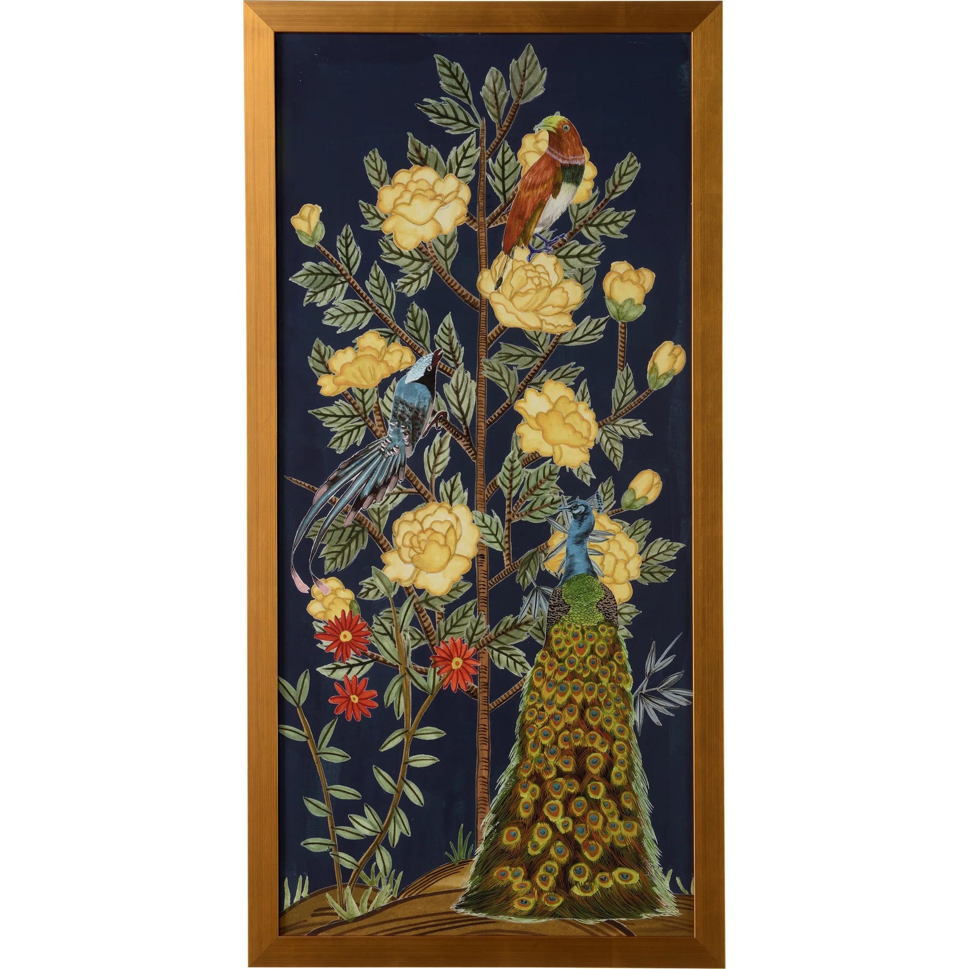 Chinese Peonies II by Chelsea House in black and giclee print. Made from unique in a traditional style.