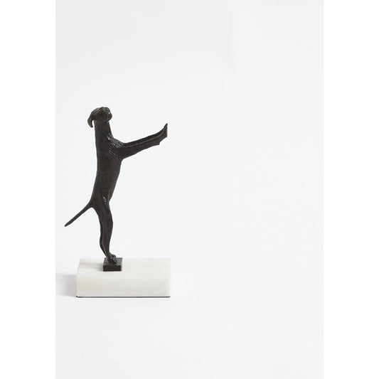 En Retriever Bookends by Global Views. Made from brass, white marble in a eclectic & global style.