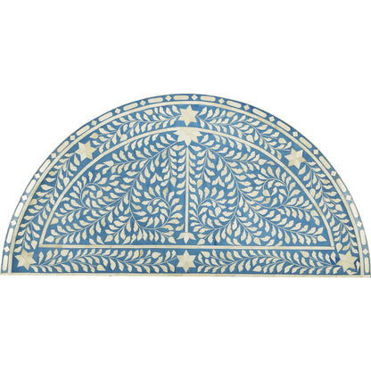 Darrieux Blue Bone Inlay Demilune Console Table by Butler Specialty Company in blue and blue bone inlay. Made from merranti wood solids, mdf, resin, bone inlays in a eclectic & global style.