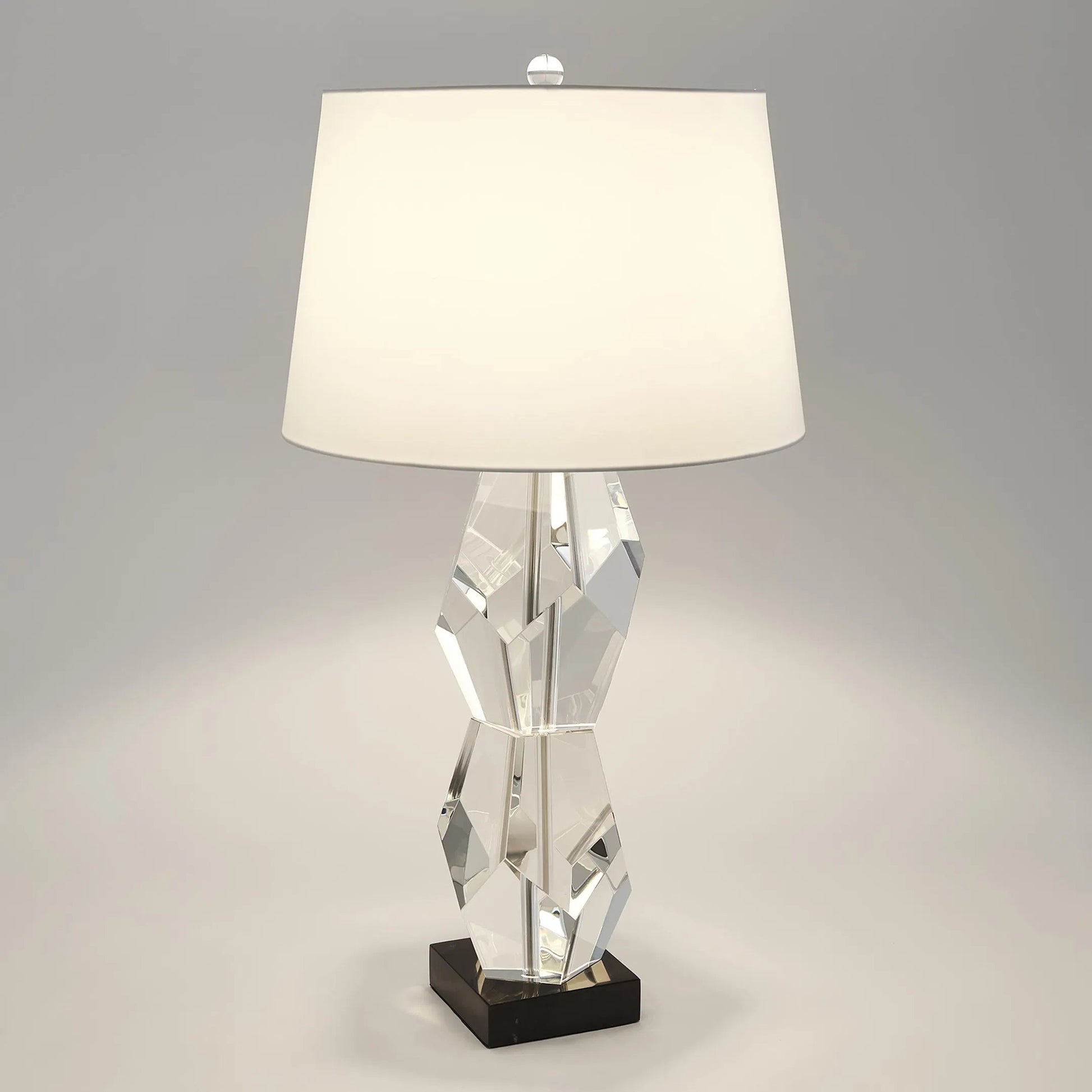 Facet Double Block Lamp by Global Views in double. Made from crystal, marble in a transitional style.
