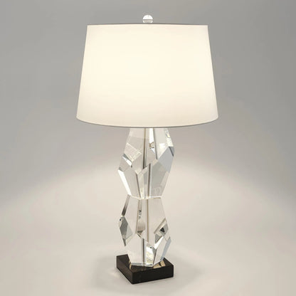Facet Double Block Lamp by Global Views in double. Made from crystal, marble in a transitional style.