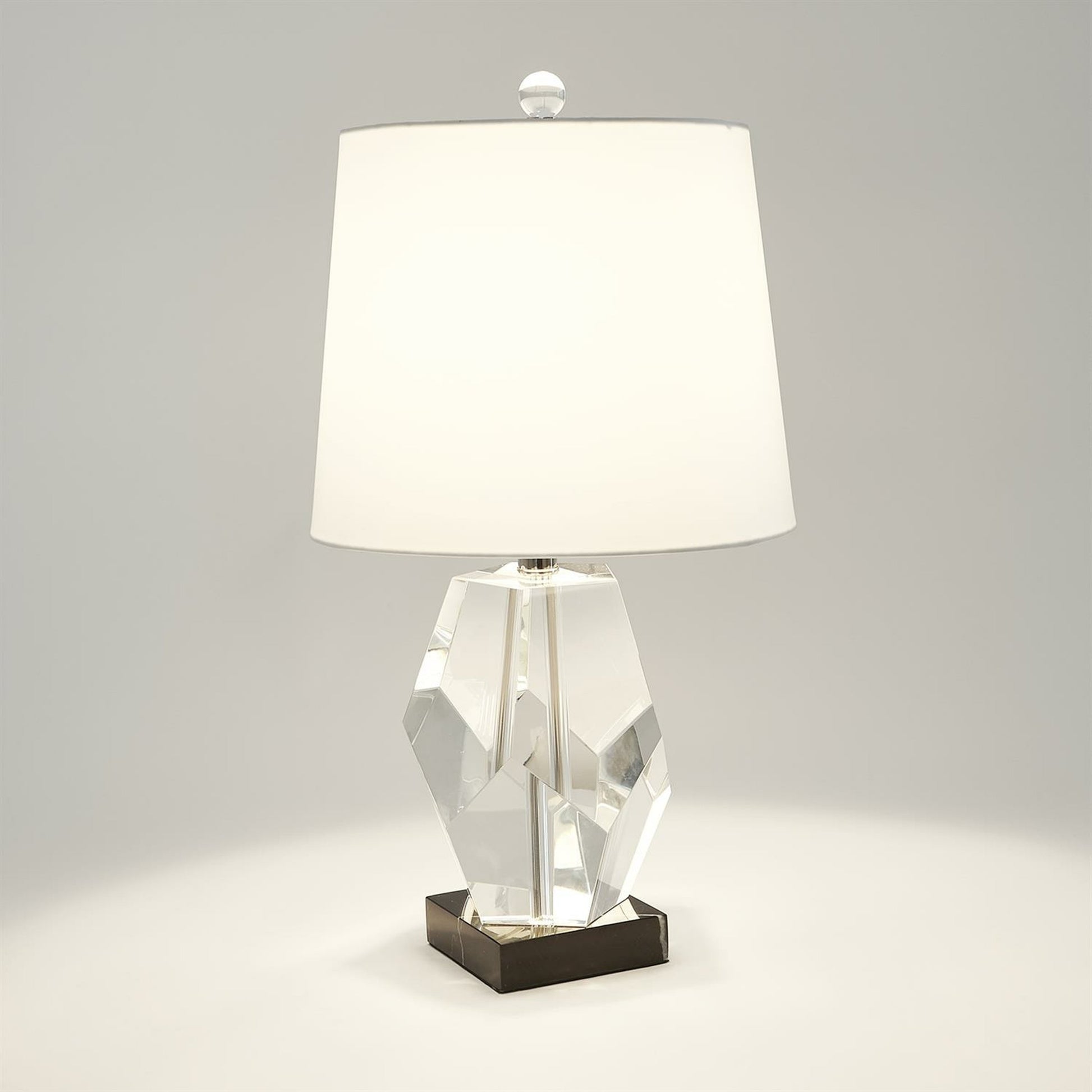 Facet Block Lamp by Global Views in crystal. Made from crystal, marble in a modern style.