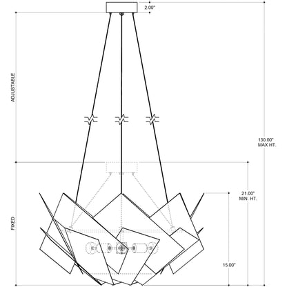 Artiste Chandelier by Currey and Company in silver leaf. Made from wrought iron, opaque acrylic in a modern style.