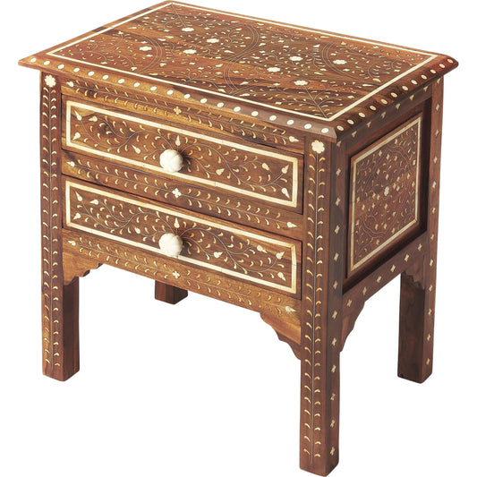 Chevrier Wood & Bone Inlay Accent Chest by Butler Specialty Company in medium brown and wood, bone inlay. Made from sheesham wood solids, mdf, bone inlays in a eclectic & global style.
