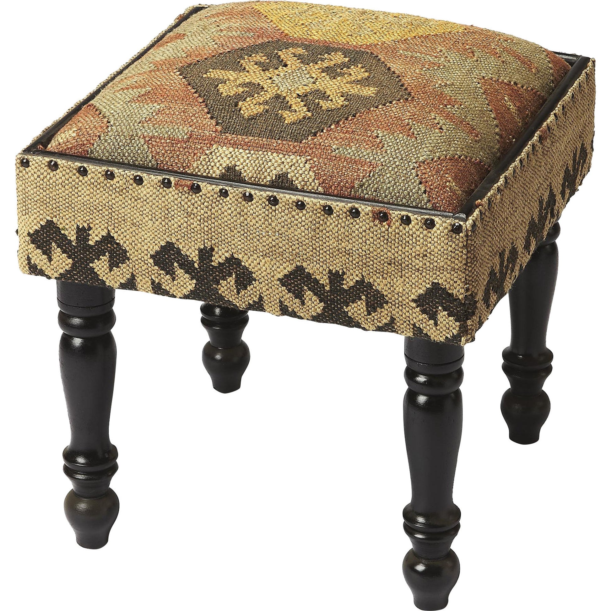 Mesquite Jute Stool by Butler Specialty Company in multi-color and mountain lodge. Made from acacia wood solids, mdf, urethane foam, cotton, jute rug in a eclectic & global style.