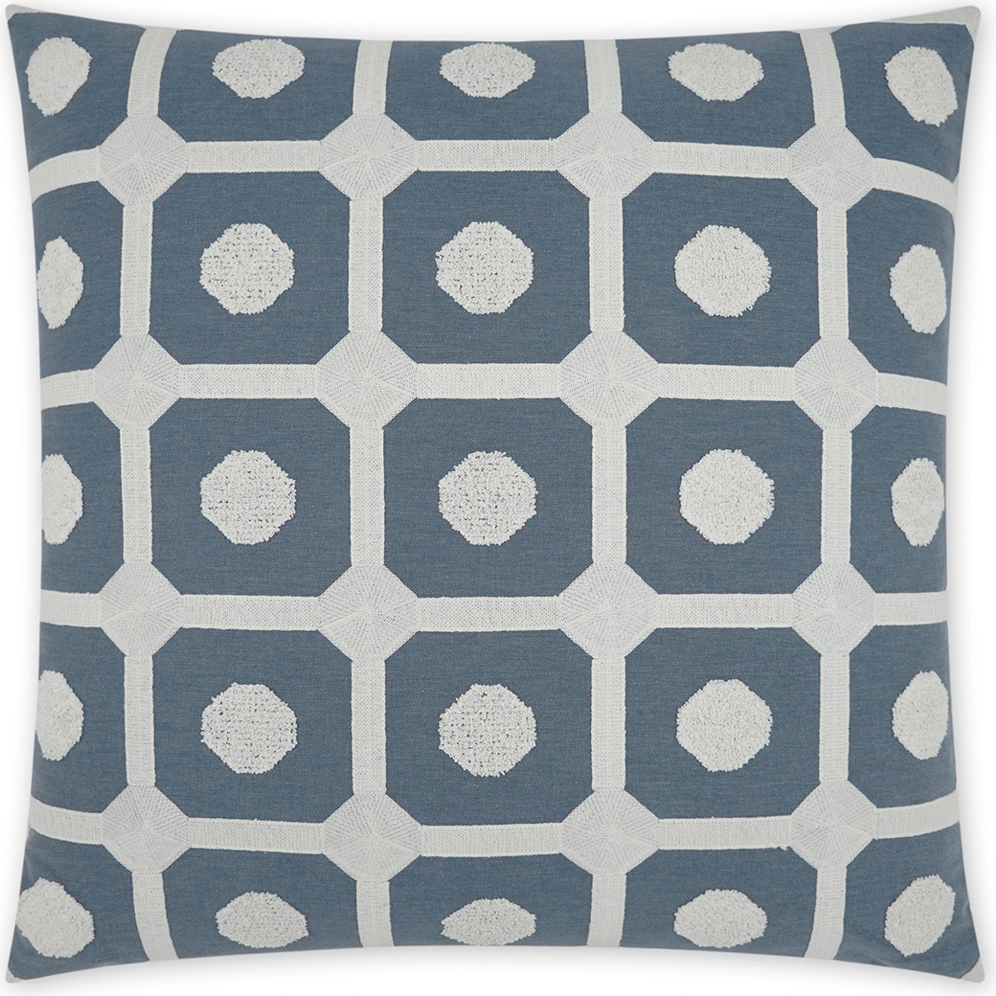 Needle & Thread Throw Pillow by DV Kap Home in slate blue. Made from 68% polyester, 21% linen, 11% cotton in a modern style.
