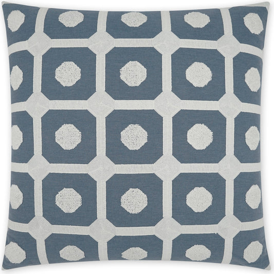 Needle & Thread Throw Pillow by DV Kap Home in slate blue. Made from 68% polyester, 21% linen, 11% cotton / embroidery: 100% cotton in a modern style.