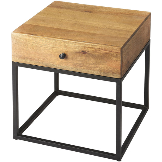 Brixton Iron & Wood End Table by Butler Specialty Company in multi-color and industrial chic. Made from mango wood solids, mdf, iron in a cottage & farmhouse style.