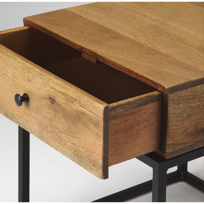 Brixton Iron & Wood End Table by Butler Specialty Company in multi-color and industrial chic. Made from mango wood solids, mdf, iron in a cottage & farmhouse style.