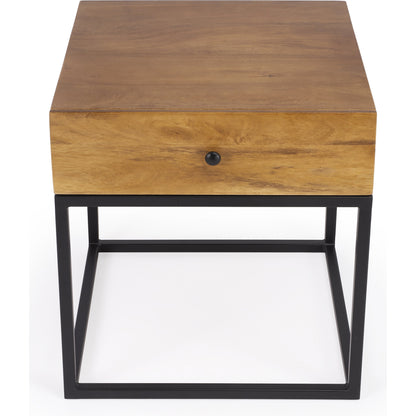 Brixton Iron & Wood End Table by Butler Specialty Company in multi-color and industrial chic. Made from mango wood solids, mdf, iron in a cottage & farmhouse style.