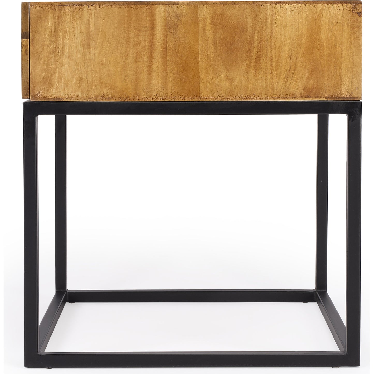 002 S-242580 | Closeup | Brixton Iron & Wood End Table by Butler Specialty Company in multi-color and industrial chic. Made from mango wood solids, mdf, iron in a cottage & farmhouse style.