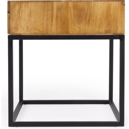 Brixton Iron & Wood End Table by Butler Specialty Company in multi-color and industrial chic. Made from mango wood solids, mdf, iron in a cottage & farmhouse style.