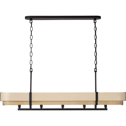 Blonde Moment Linear Pendant by Varaluz in matte black/honey/medium oak. Made from unique in a modern style.